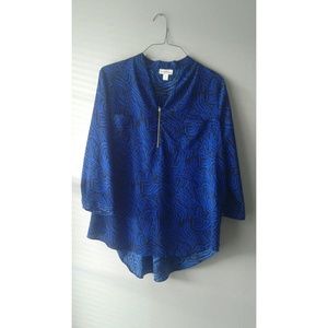 JACLYN SMITH | Utility Blouse - Blue Zebra Print